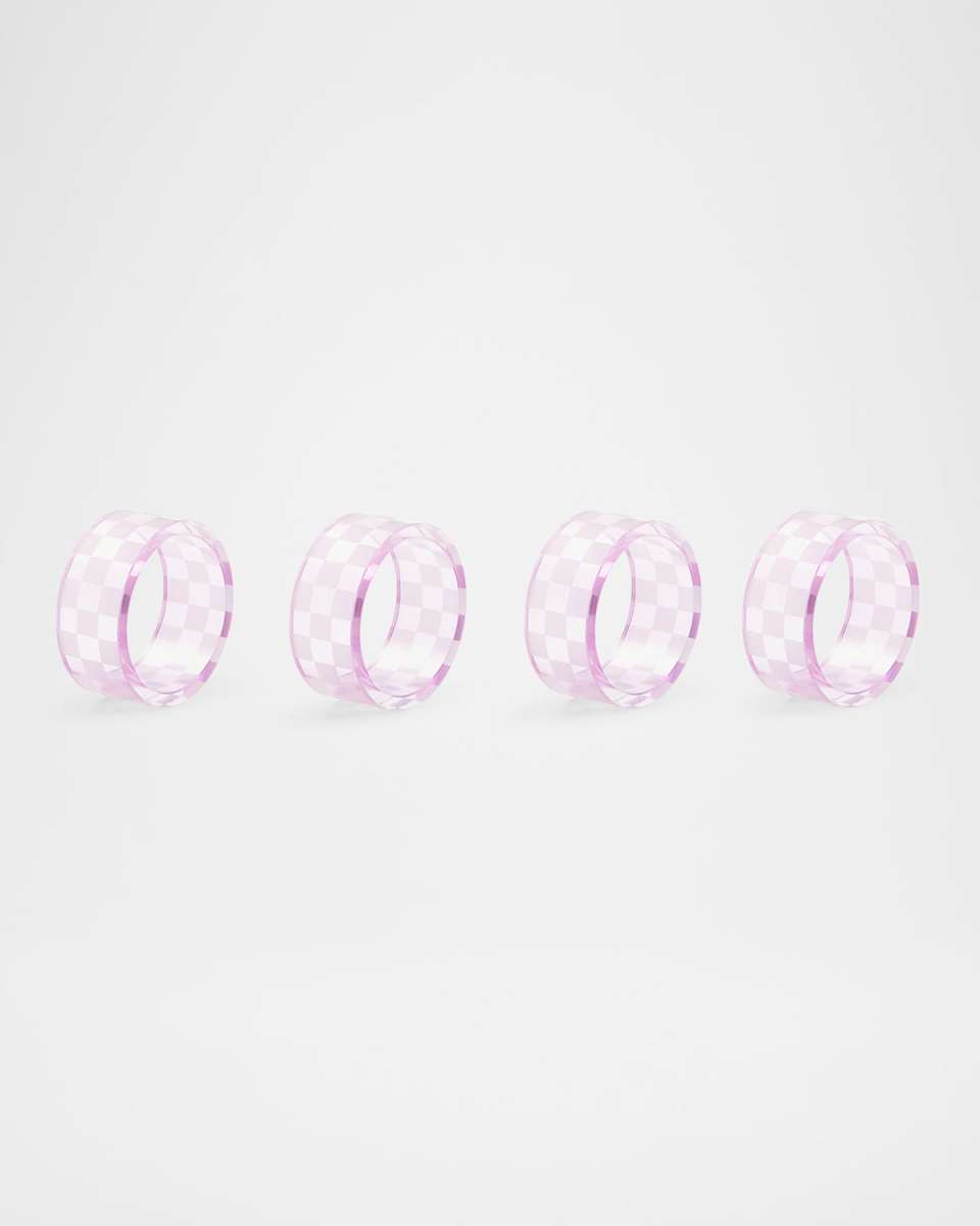 Lavender Check Napkin Ring, Set of 4